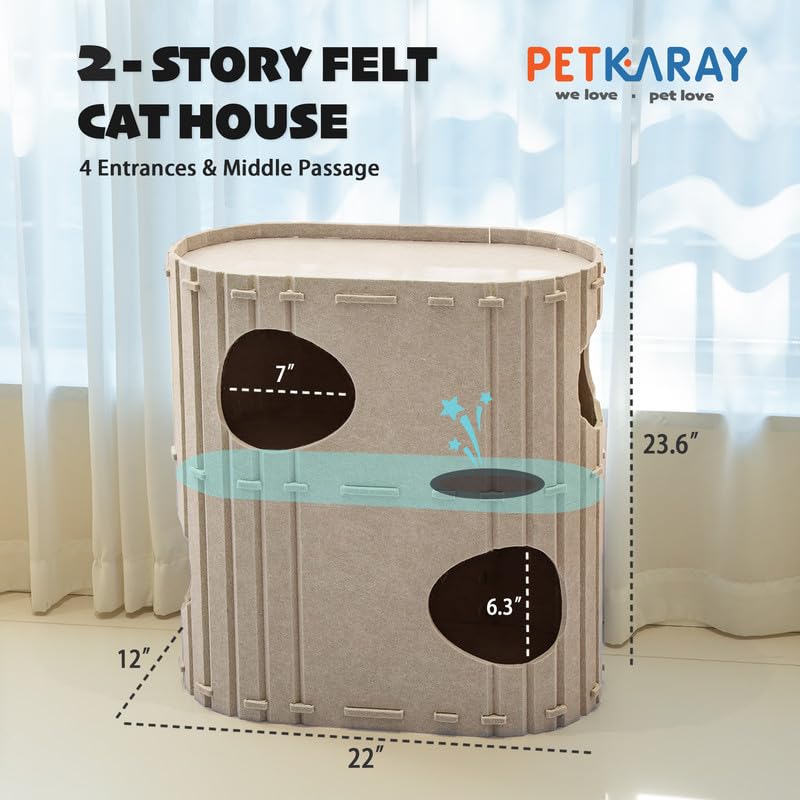 PETKARAY 2-Story Felt Cat House