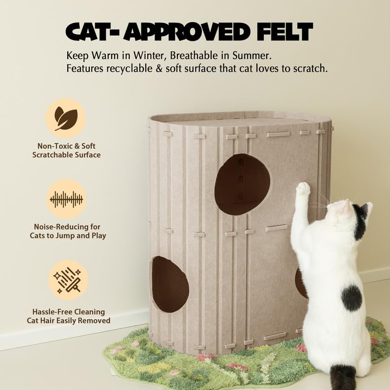 PETKARAY 2-Story Felt Cat House
