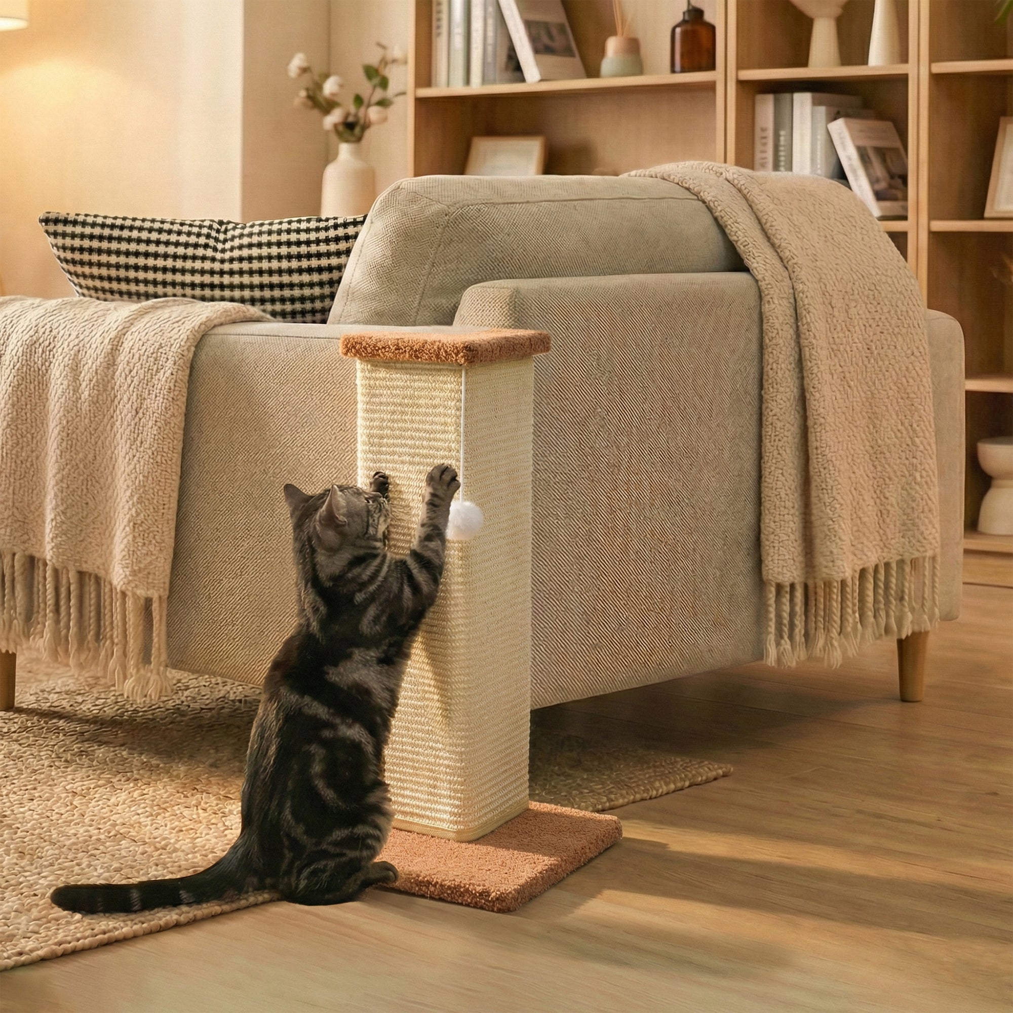 PETKARAY Couch Corner Cat Scratcher Plush covered Base