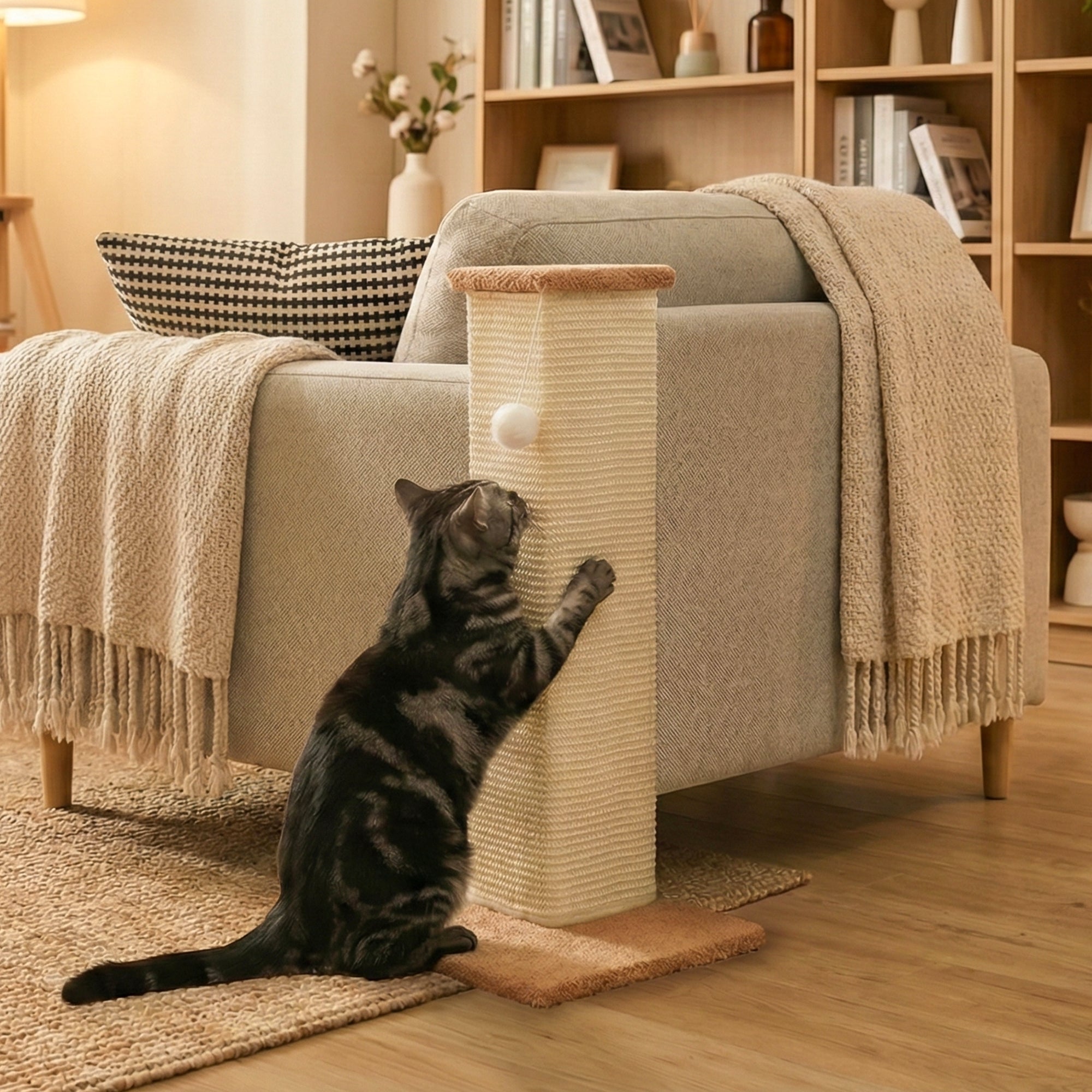 PETKARAY Couch Corner Cat Scratcher Plush covered Base