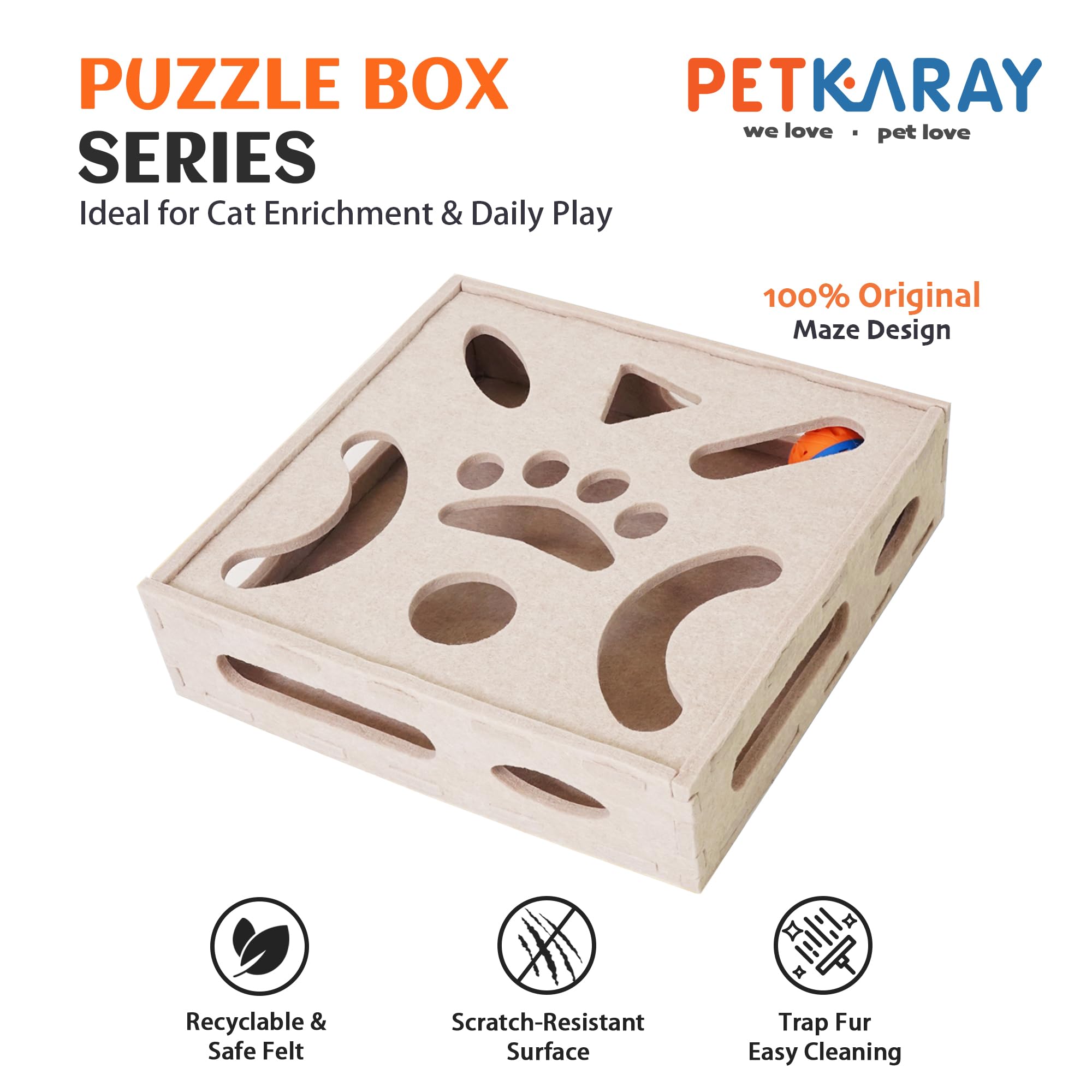 PETKARAY Felt Cat Puzzle Toy Box