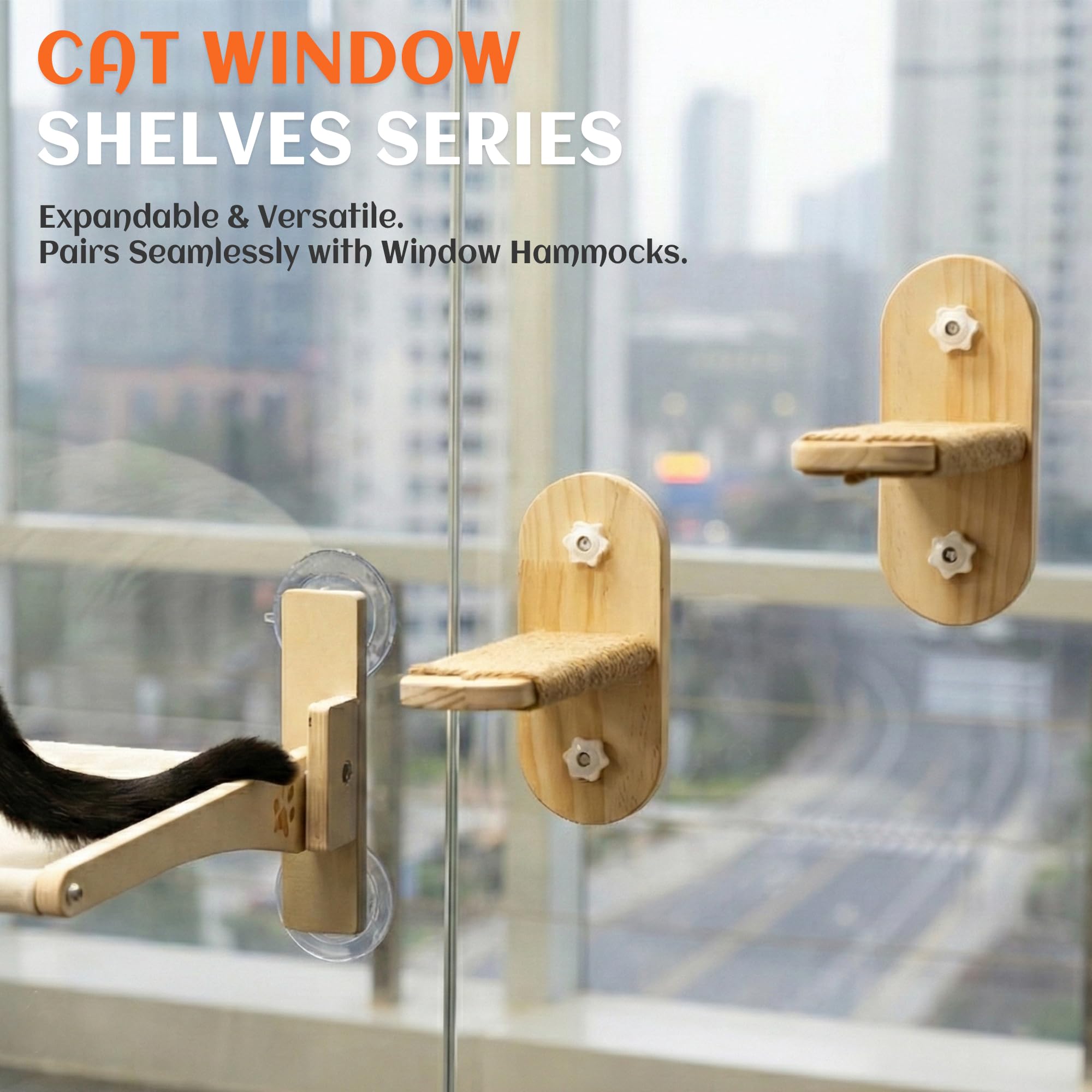 PETKARAY Large Cat Window Shelf, 2 Packs