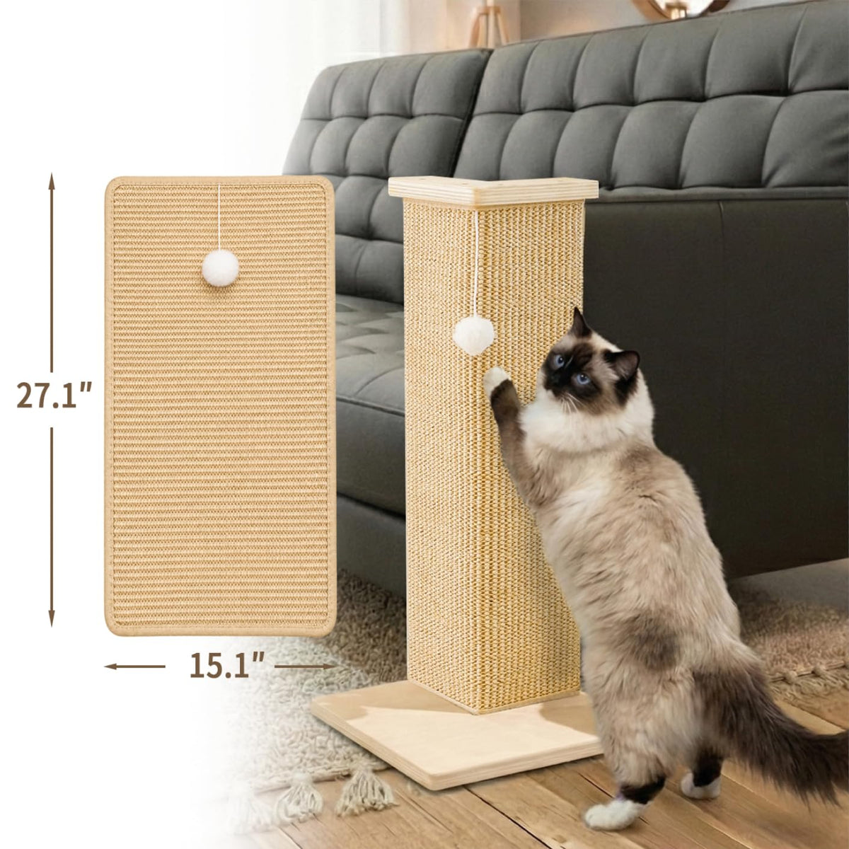 PETKARAY 28" Replacement Scratching Mat, Natural Sisal Pad