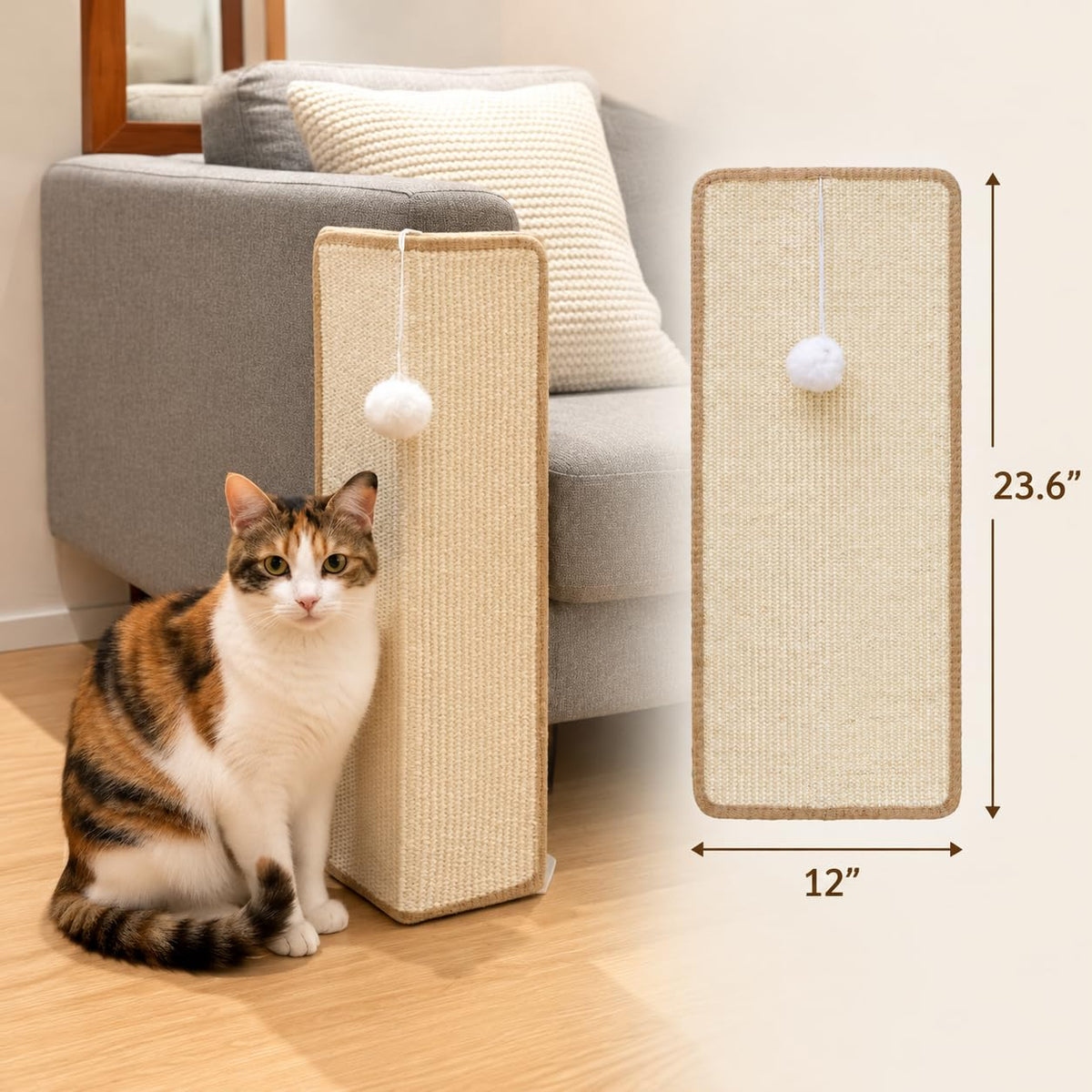 PETKARAY 23.6" Replacement Scratching Mat, Natural Sisal Pad
