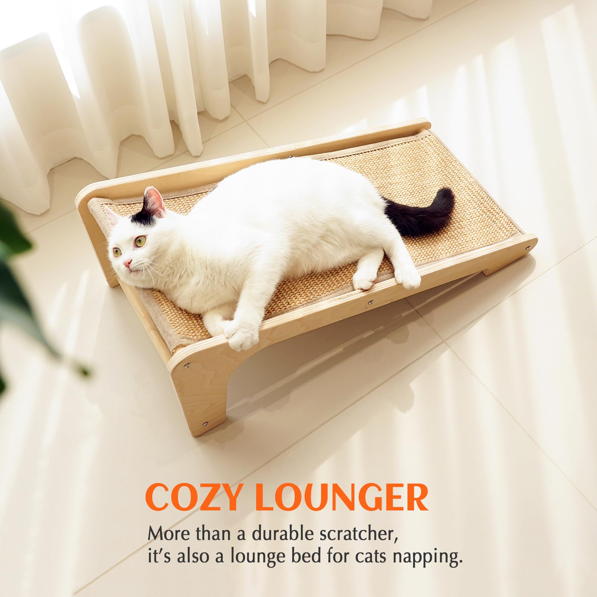 PETKARAY Cat Scratcher, Cat Sisal Scratching Ramp, L Shape Cat Scratch Pad for Indoor Cats, Wall Furniture Protector with Catnip Large