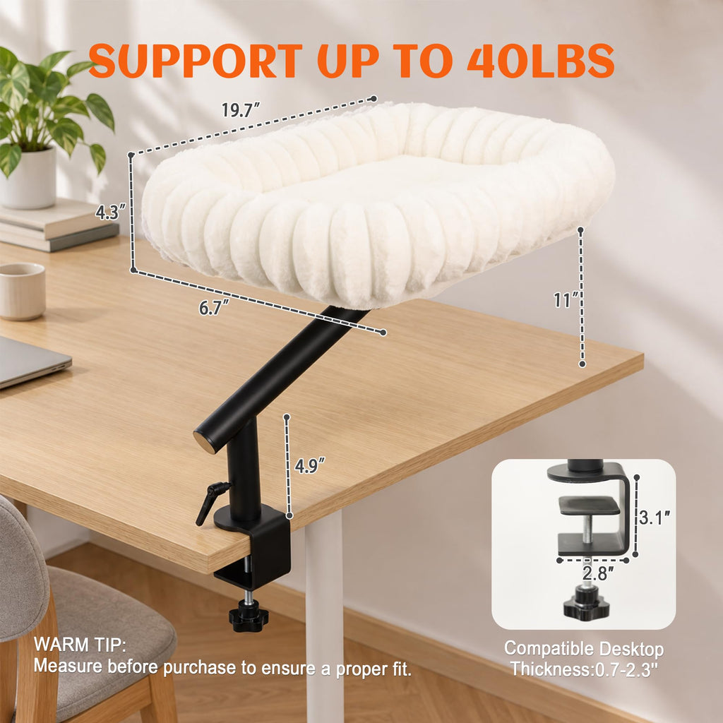 PETKARAY Cloud Cat Desk Bed, 360° Rotating Elavated Cat Hammock Perch
