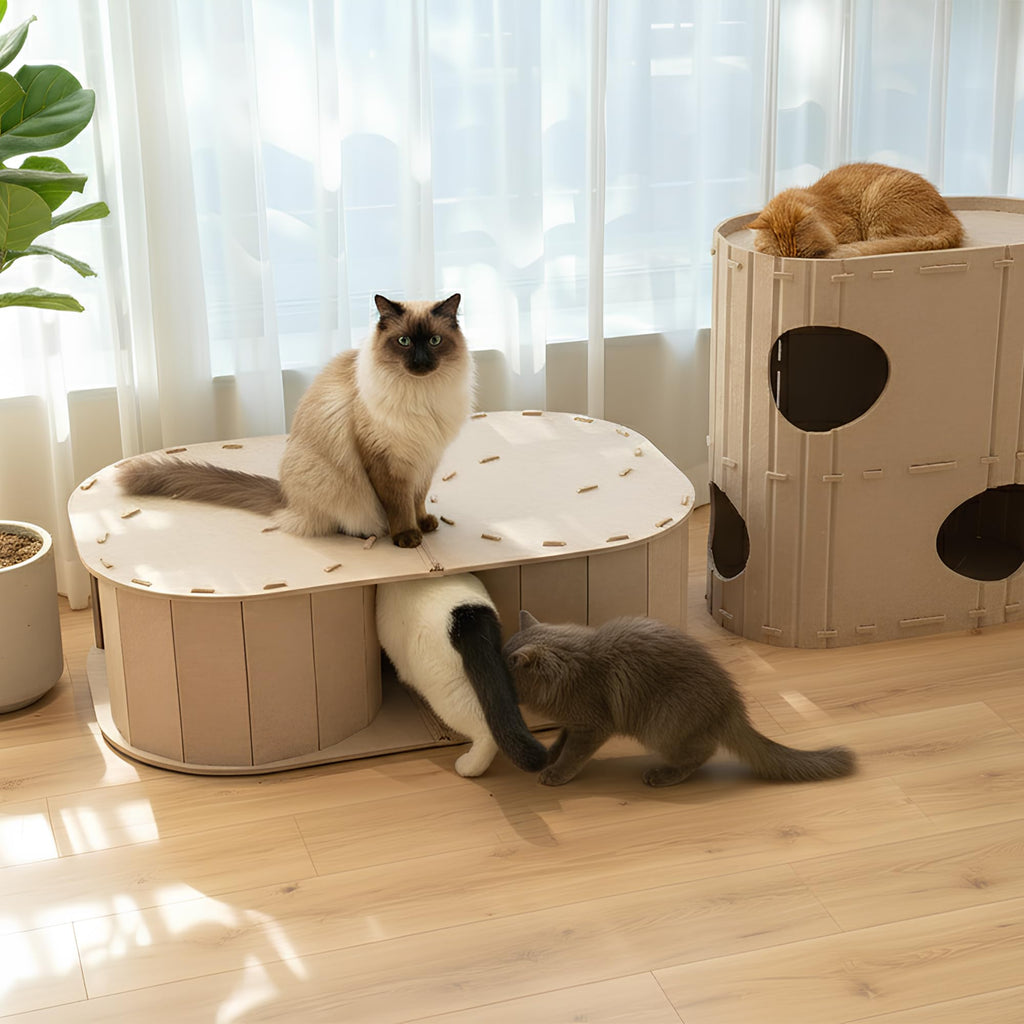 PETKARAY Felt Double S-Shaped Hideaway Cat Tunnel