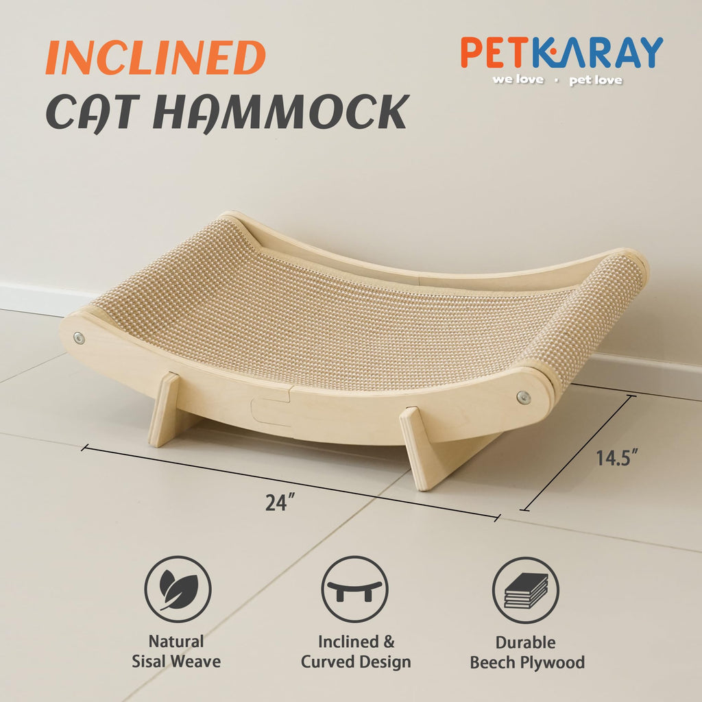 PETKARAY Inclined Curved Wooden Cat Hammock