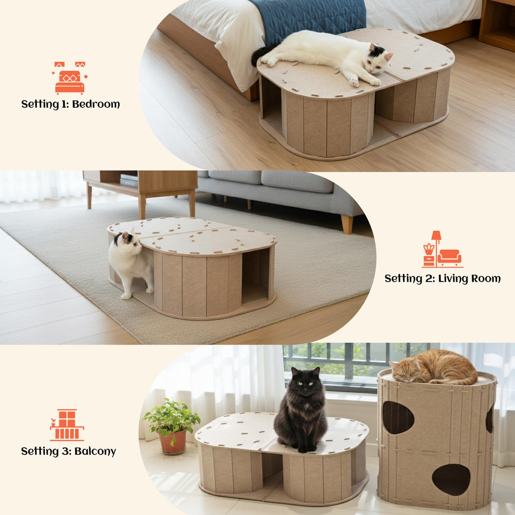 PETKARAY Felt Double S-Shaped Hideaway Cat Tunnel