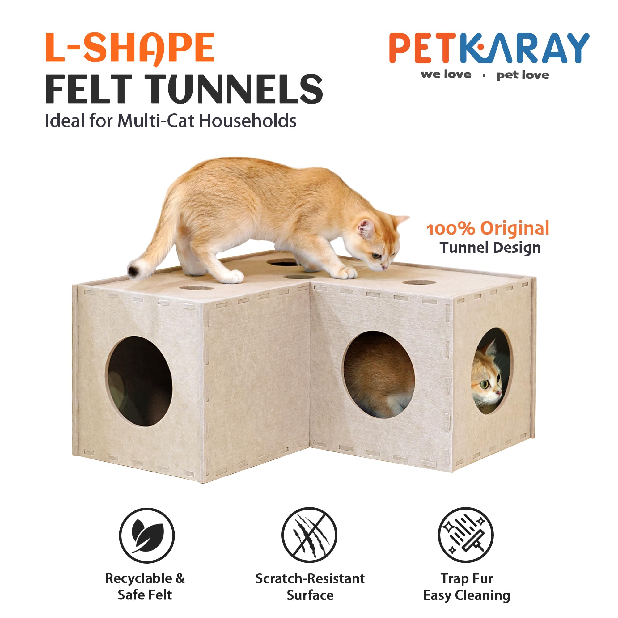 PETKARAY Cat Felt Tunnel