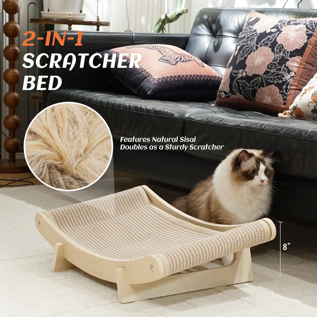 PETKARAY Inclined Curved Wooden Cat Hammock