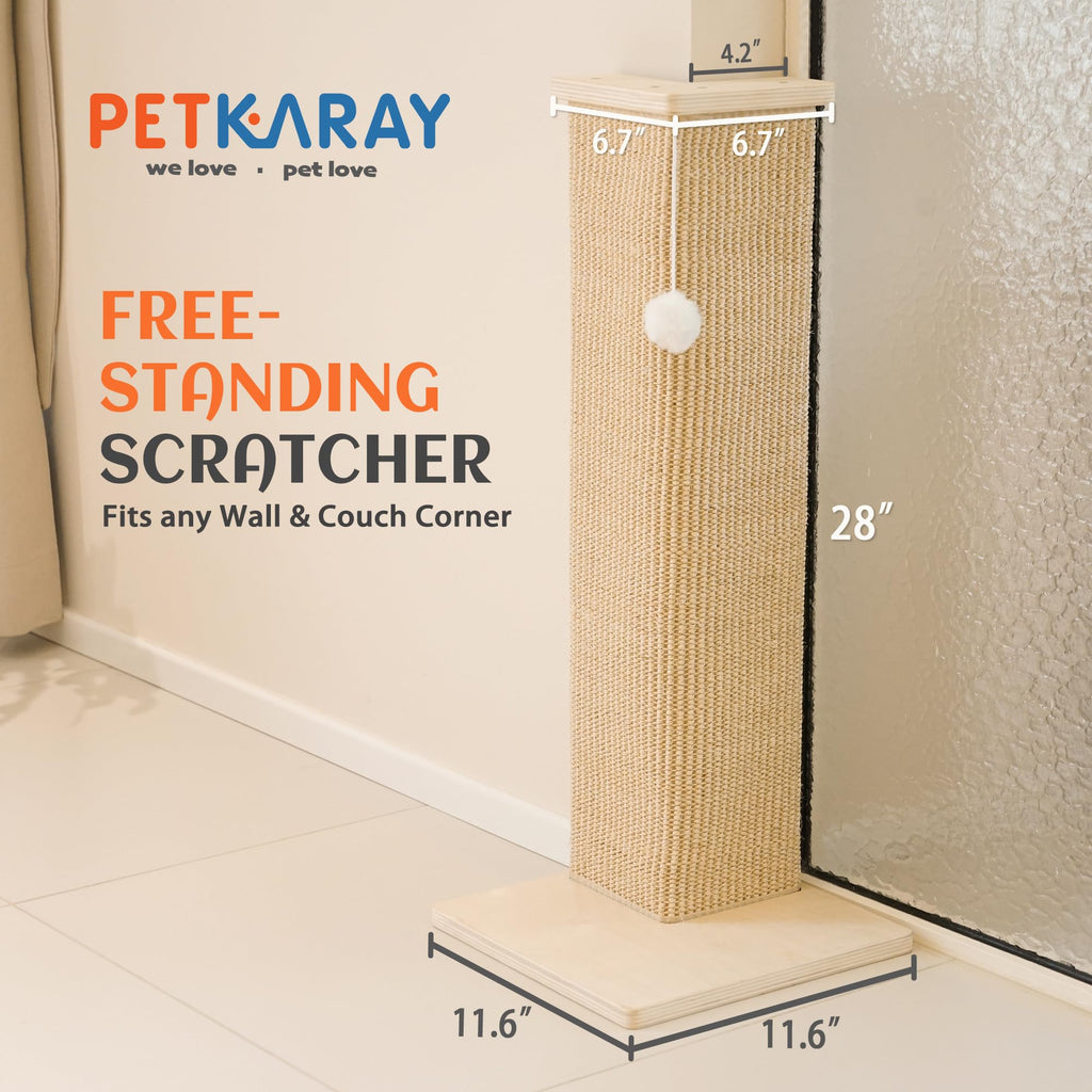 PETKARAY Couch Corner Cat Scratcher Wooden Base