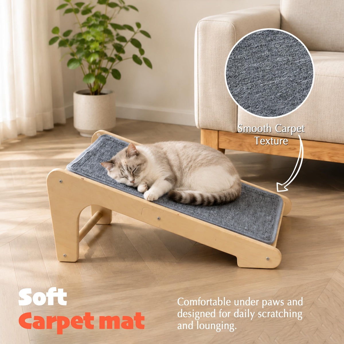 PETKARAY L Shaped Carpet Cat Scratcher, Scratching Post for Indoor Cats