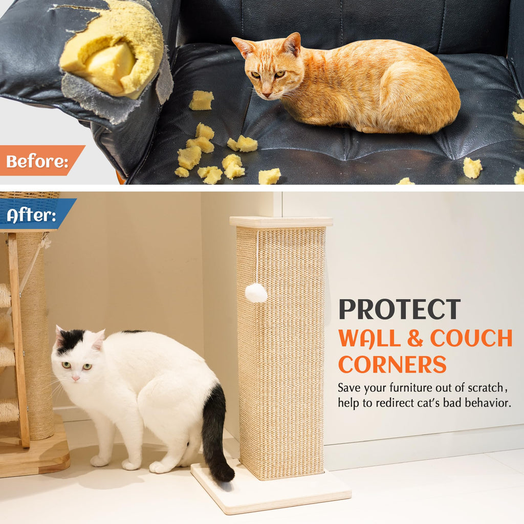 PETKARAY Couch Corner Cat Scratcher Wooden Base