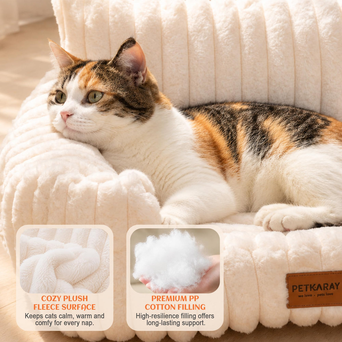 PETKARAY Cat Couch Bed, 28'' Soft Sofa for Indoor Cats, Machine Washable