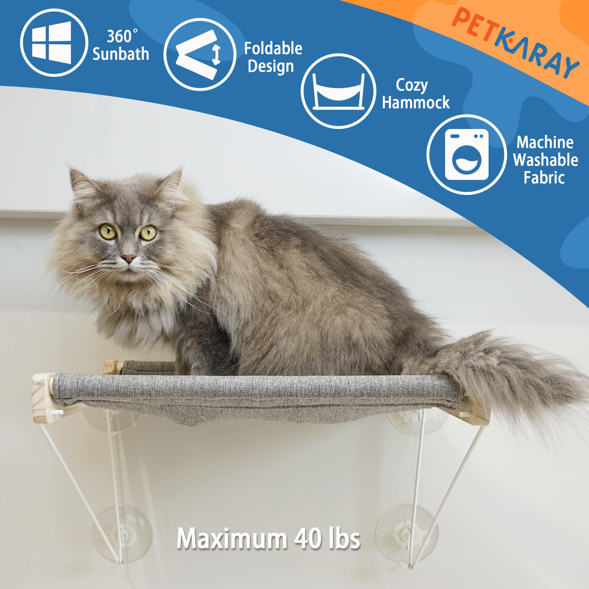 PETKARAY Cat Window Perch Hammock Set