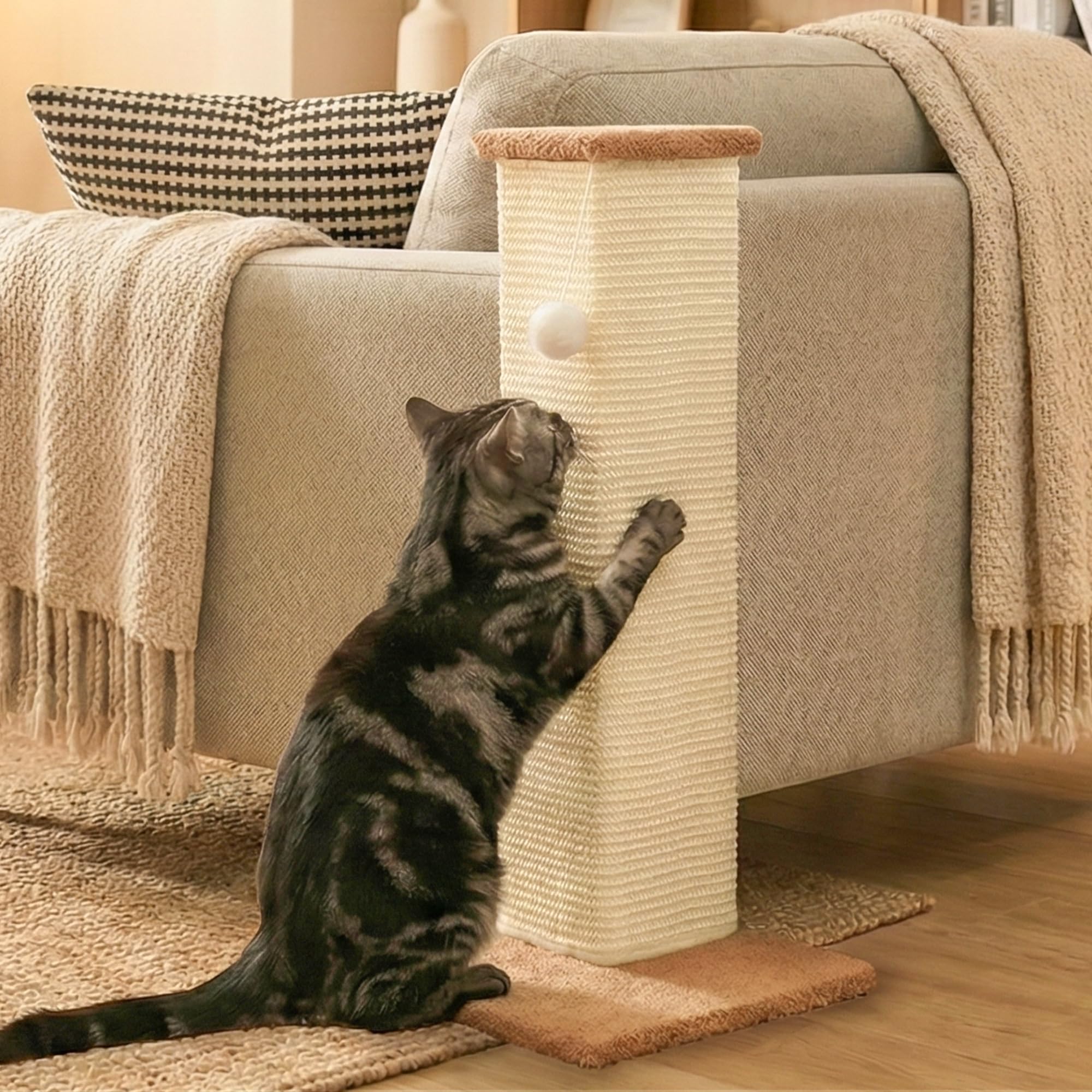 PETKARAY Couch Corner Cat Scratcher Plush covered Base