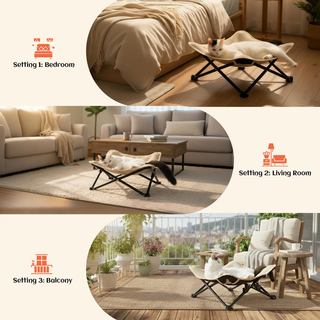 PETKARAY Foldable Raised Sisal Cat Bed