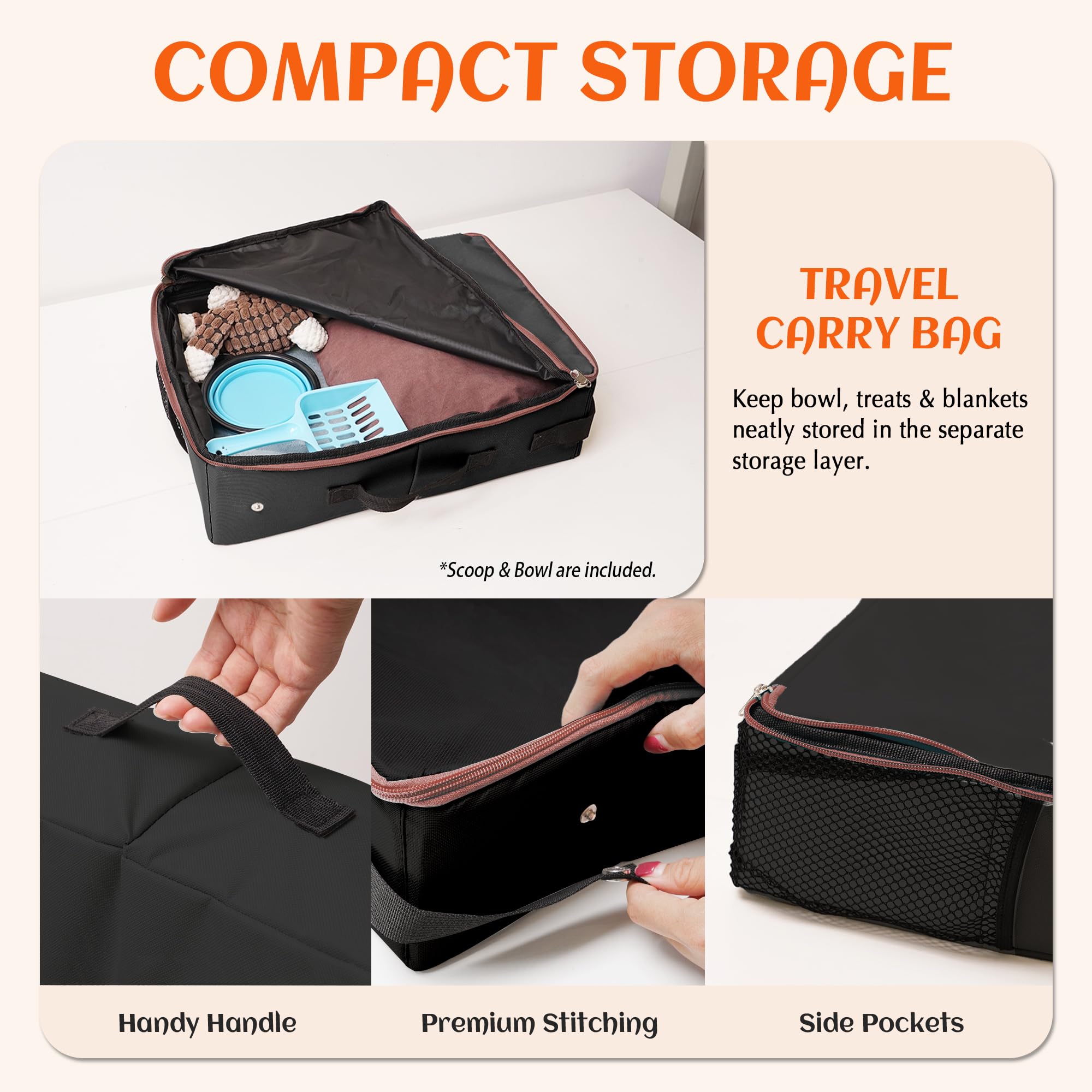 PETKARAY Foldable Travel Litter Box with 2 Replacement Liners