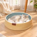 PETKARAY Handwoven Cat Basket Bed with Washable Cushion for Indoor Cats
