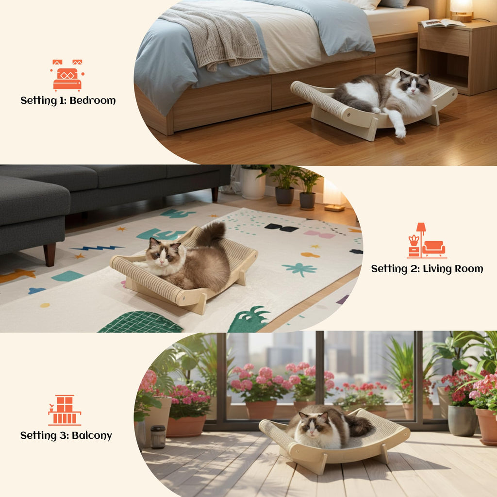 PETKARAY Inclined Curved Wooden Cat Hammock
