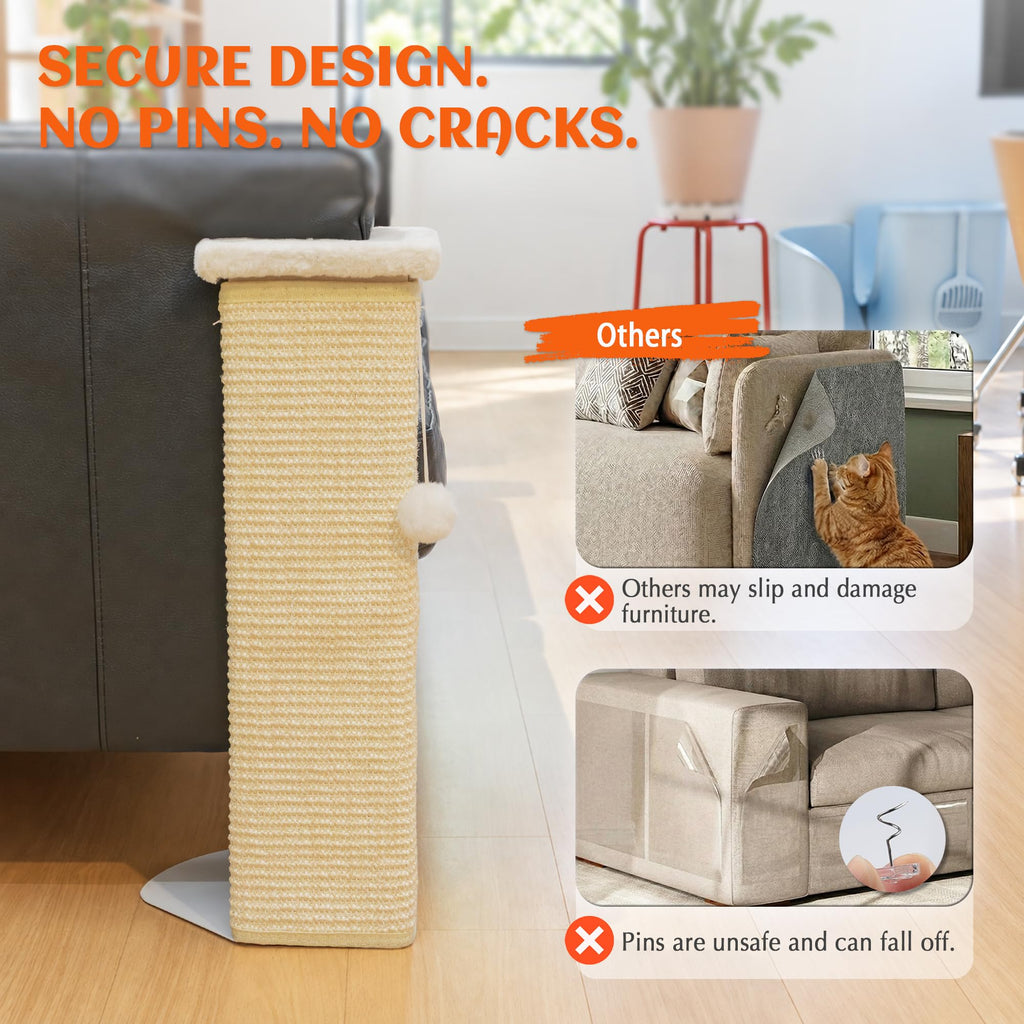 PETKARAY Under-Furniture Cat Scratcher with Plush Top, Protect Couch & Sofa