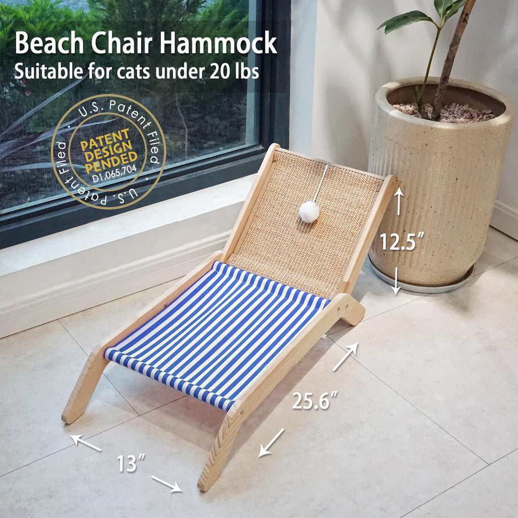 PETKARAY Summer Beach Cat Hammock & Cat Scratching Post