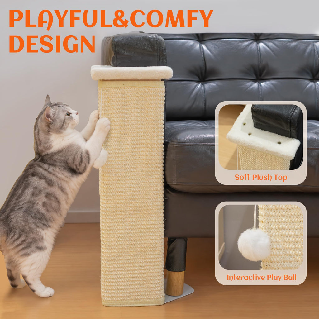 PETKARAY Under-Furniture Cat Scratcher with Plush Top, Protect Couch & Sofa
