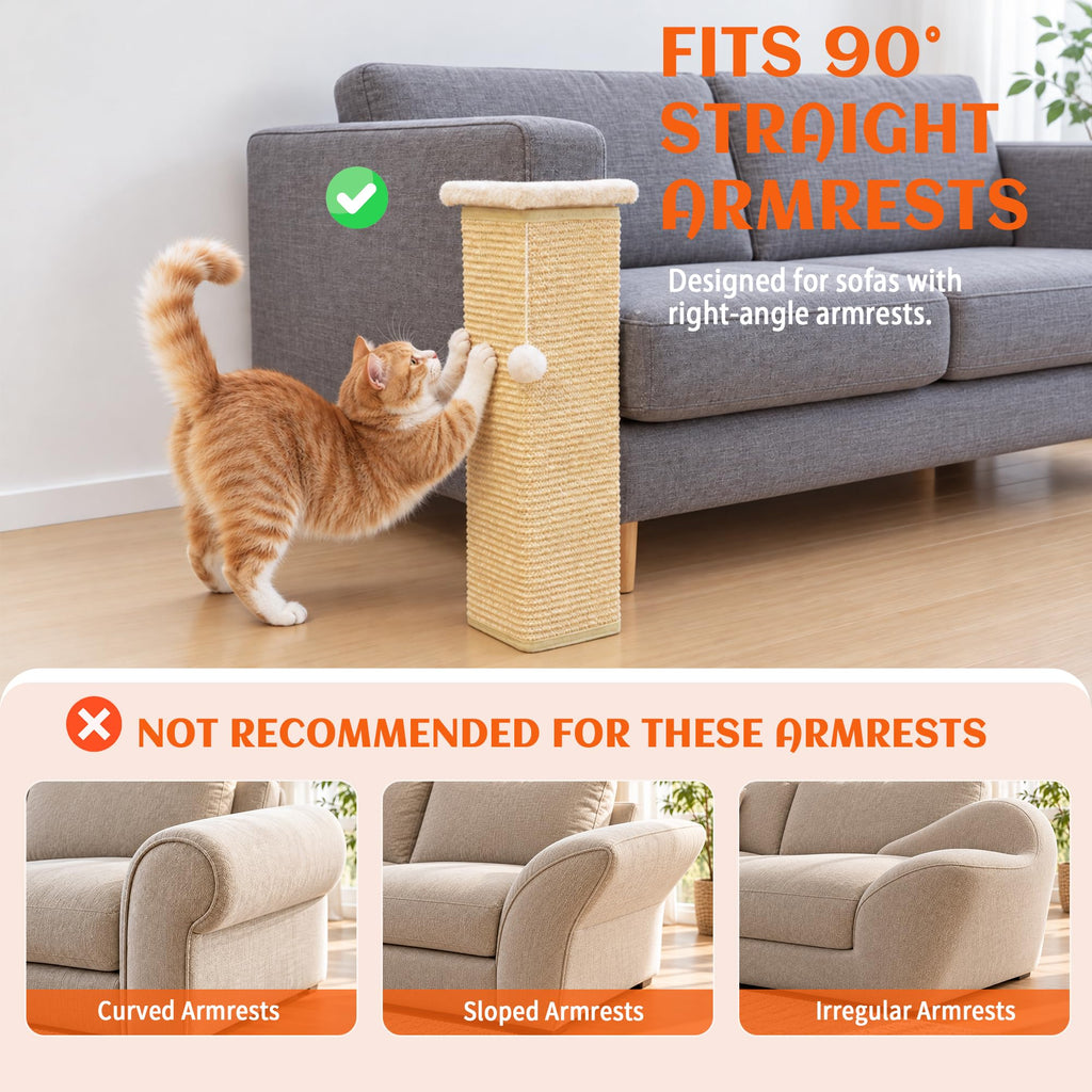 PETKARAY Under-Furniture Cat Scratcher with Plush Top, Protect Couch & Sofa