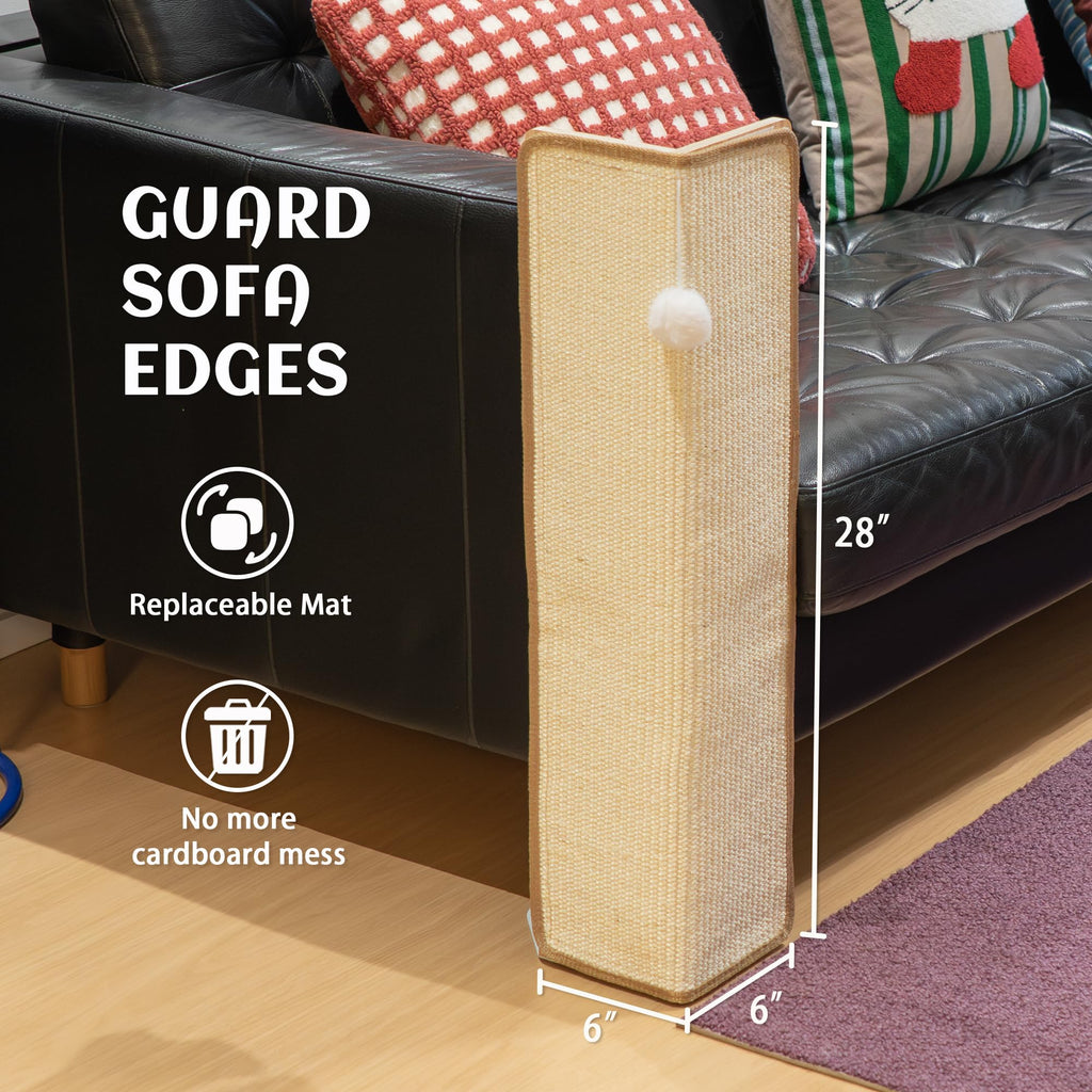 PETKARAY 27.9'' Cat Scratching Post for Couch Corner, Furniture Protector