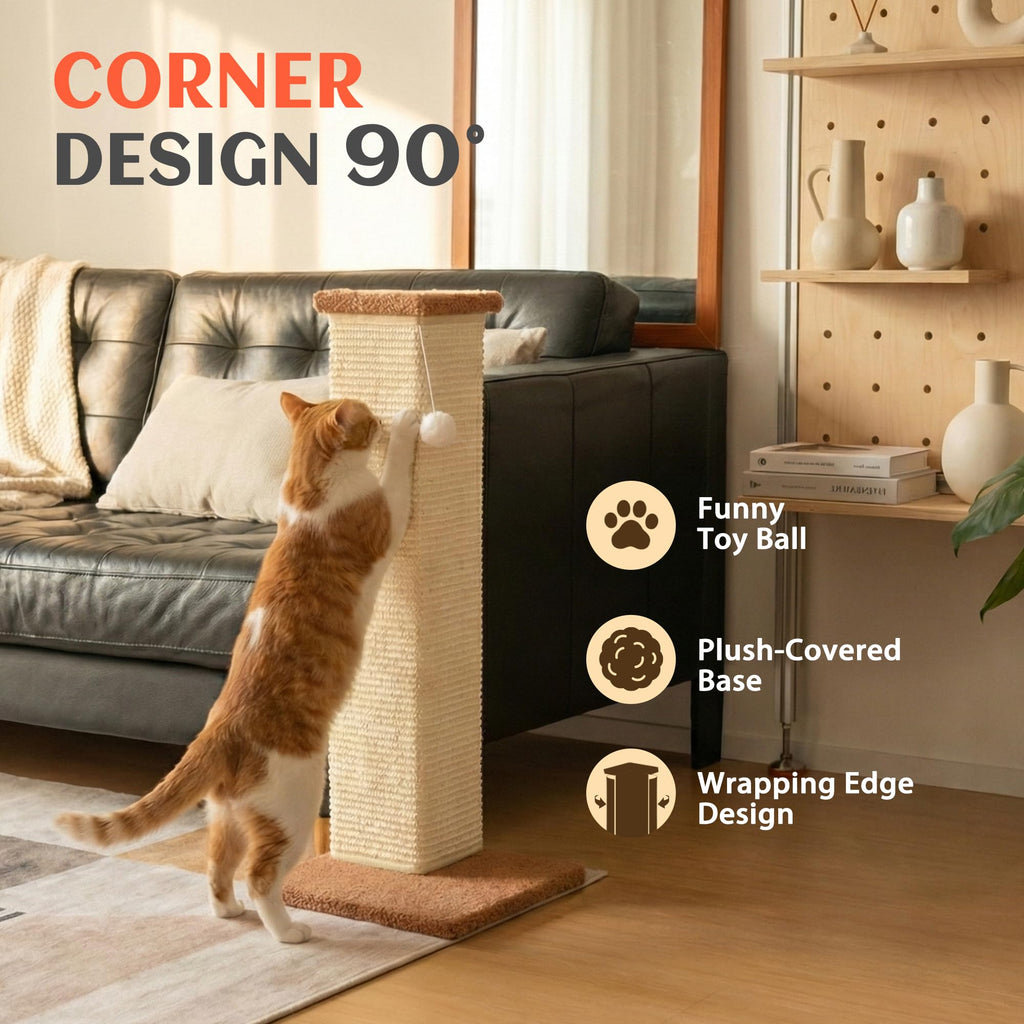 PETKARAY Couch Corner Cat Scratcher Plush covered Base