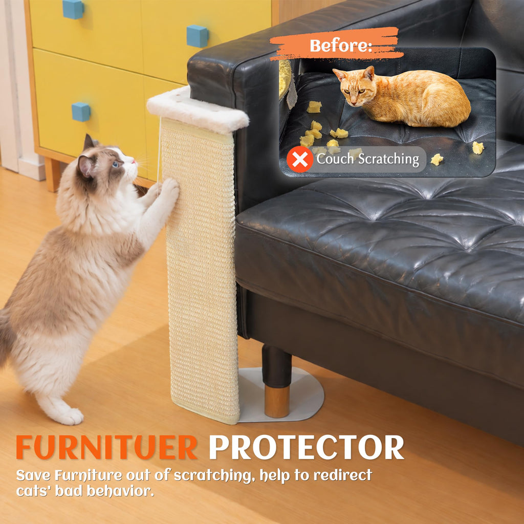 PETKARAY Under-Furniture Cat Scratcher with Plush Top, Protect Couch & Sofa
