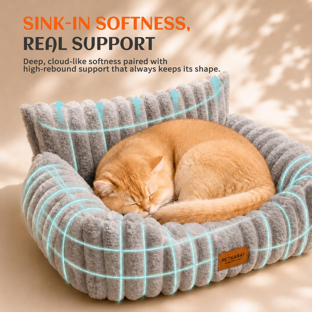 PETKARAY Cat Couch Bed, 28'' Soft Sofa for Indoor Cats, Machine Washable