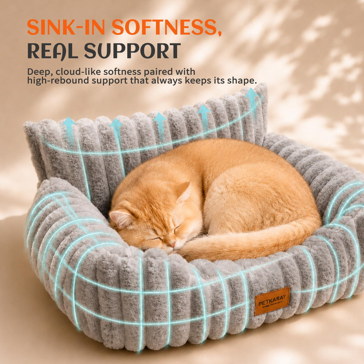PETKARAY Cat Couch Bed, 28'' Soft Sofa for Indoor Cats, Machine Washable