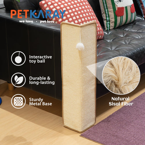 PETKARAY 27.9'' Cat Scratching Post for Couch Corner, Furniture Protector