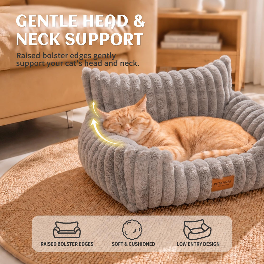 PETKARAY Cat Couch Bed, 28'' Soft Sofa for Indoor Cats, Machine Washable
