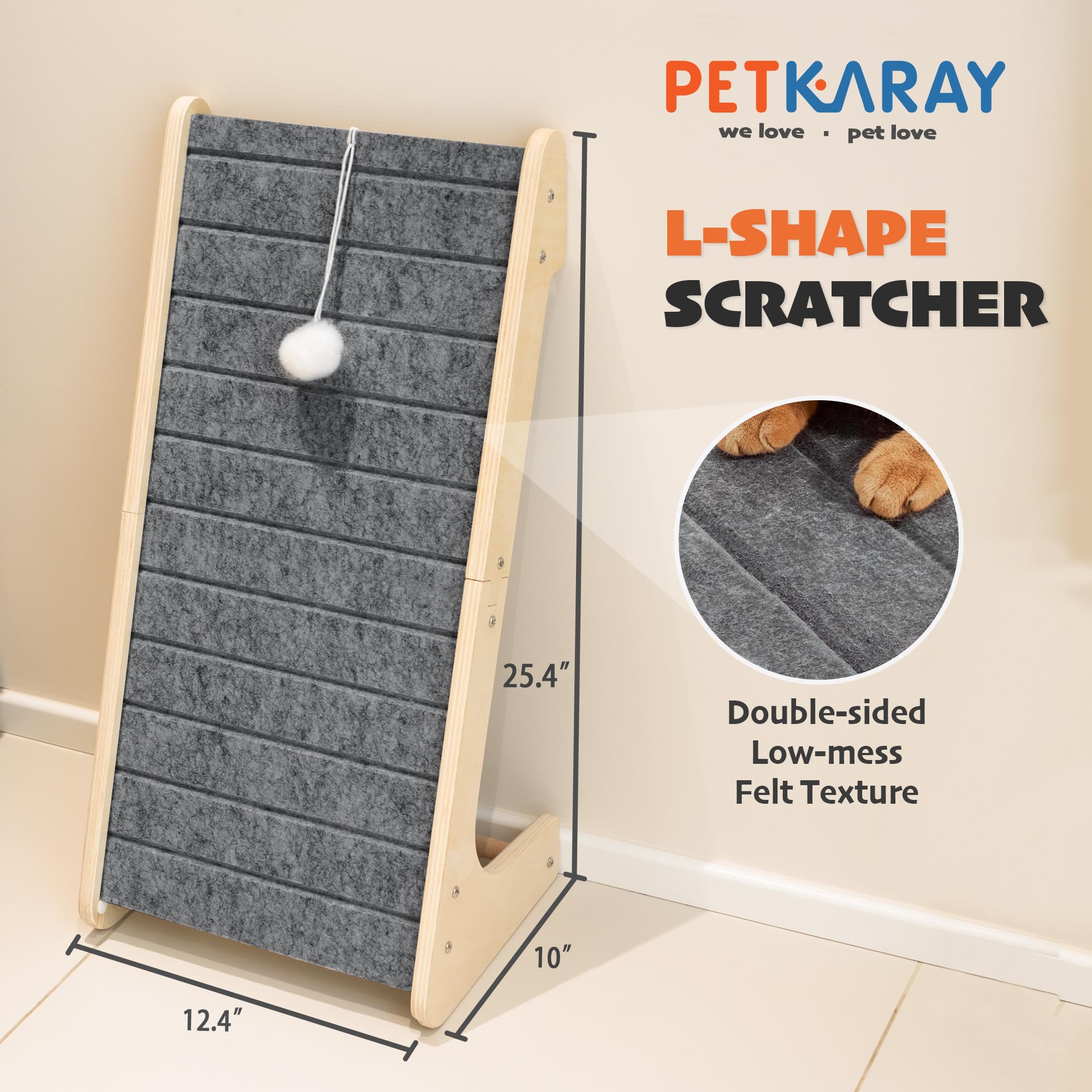 PETKARAY L Shaped Felt Cat Scratcher