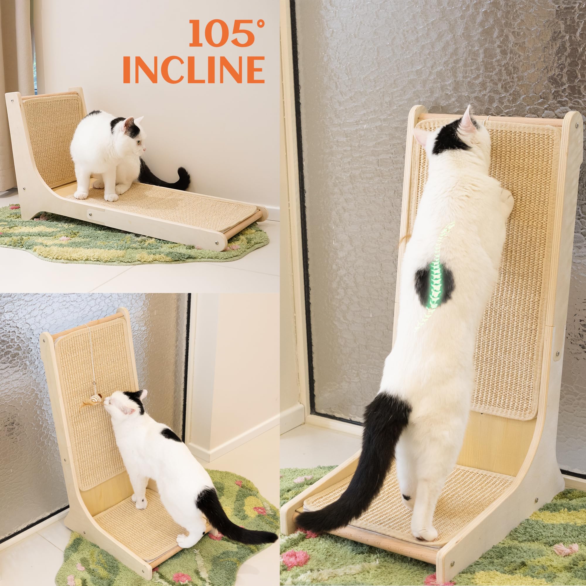 PETKARAY Sisal Cat L Shape Scratching Board 105°