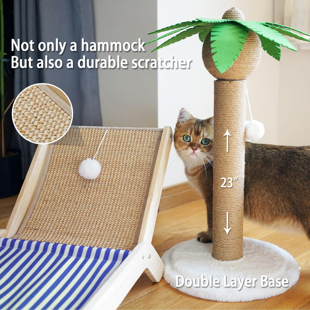 PETKARAY Summer Beach Cat Hammock & Cat Scratching Post