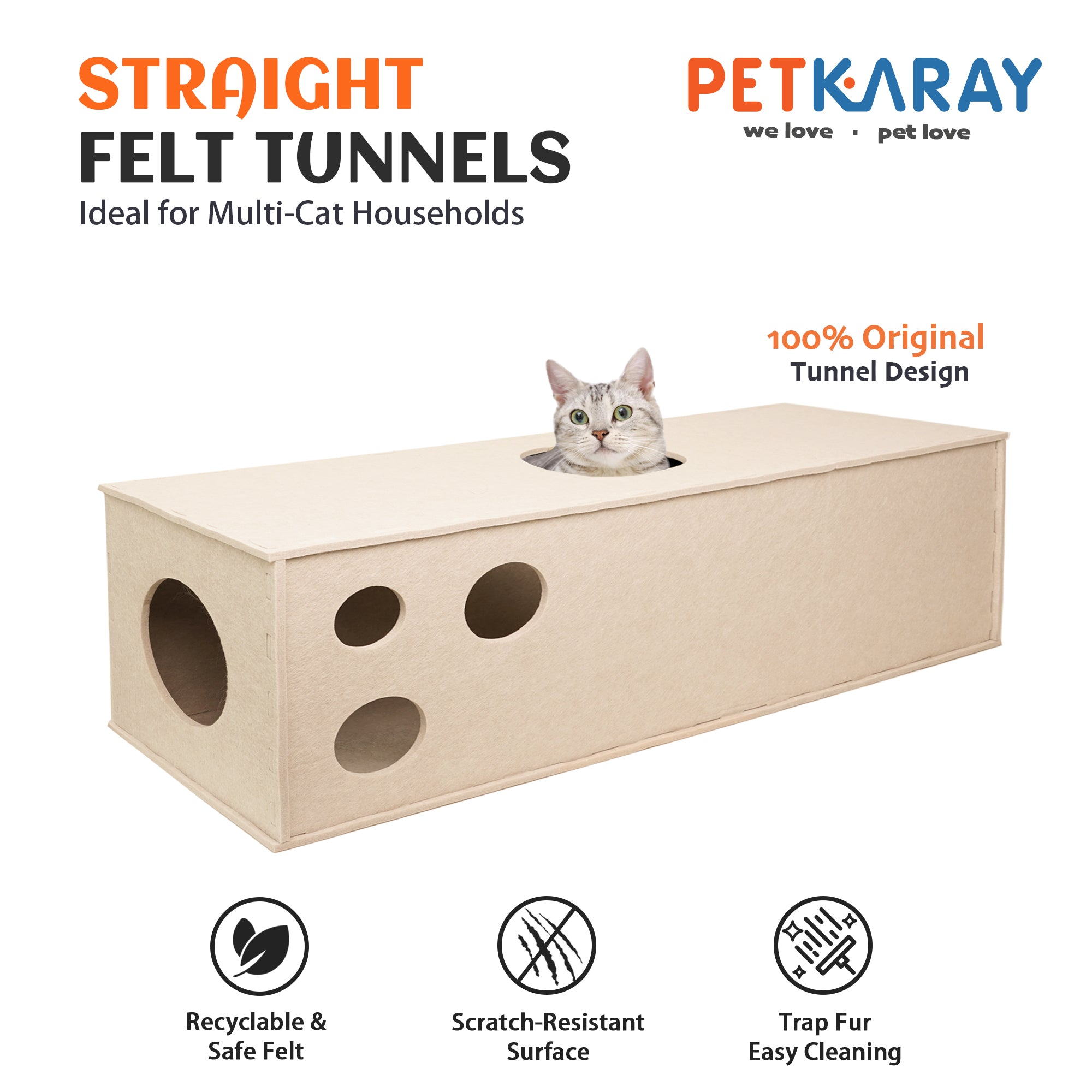 PETKARAY Cat Felt Tunnel
