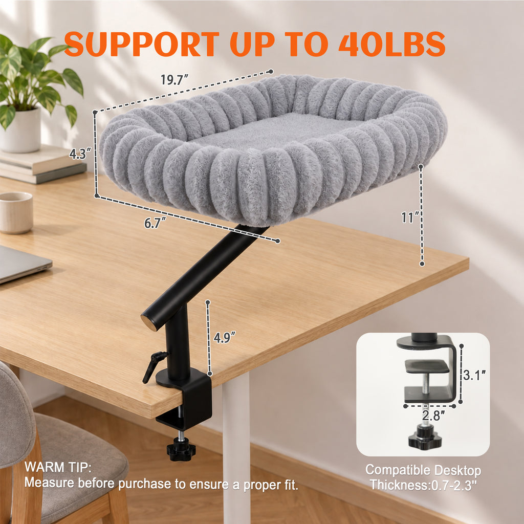 PETKARAY Cloud Cat Desk Bed, 360° Rotating Elavated Cat Hammock Perch