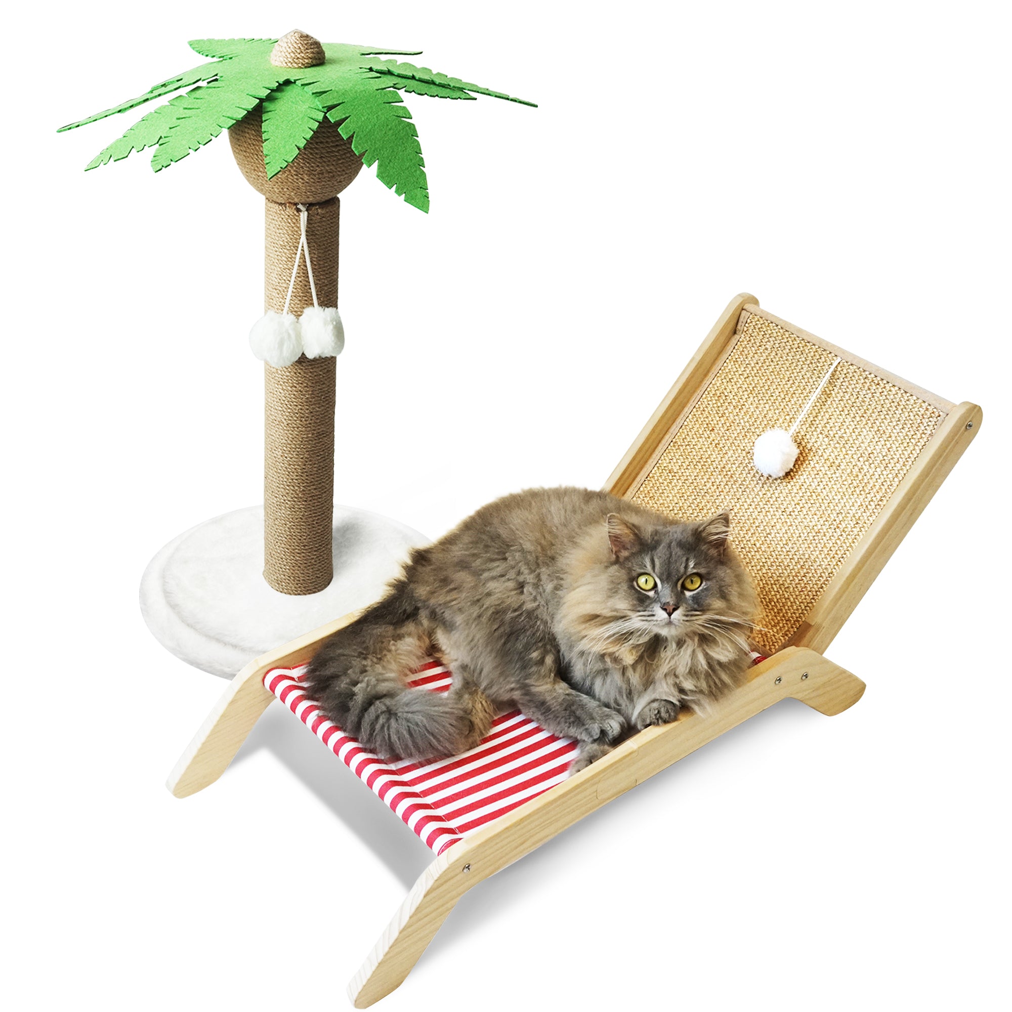 PETKARAY Summer Beach Cat Hammock & Cat Scratching Post